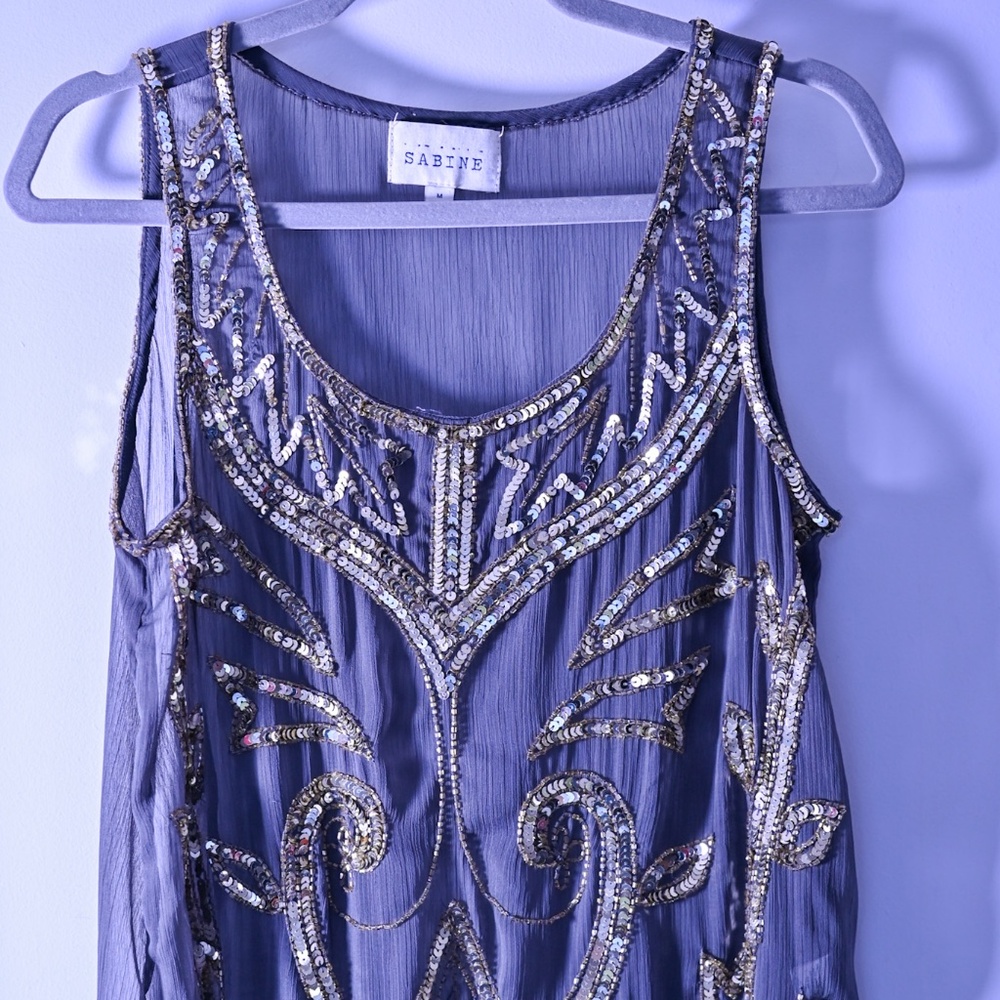 Sabine Sequin Embellished Boho Sleeveless Top | Size M